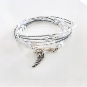 "Glass Tile" Wrap Bracelet (White)