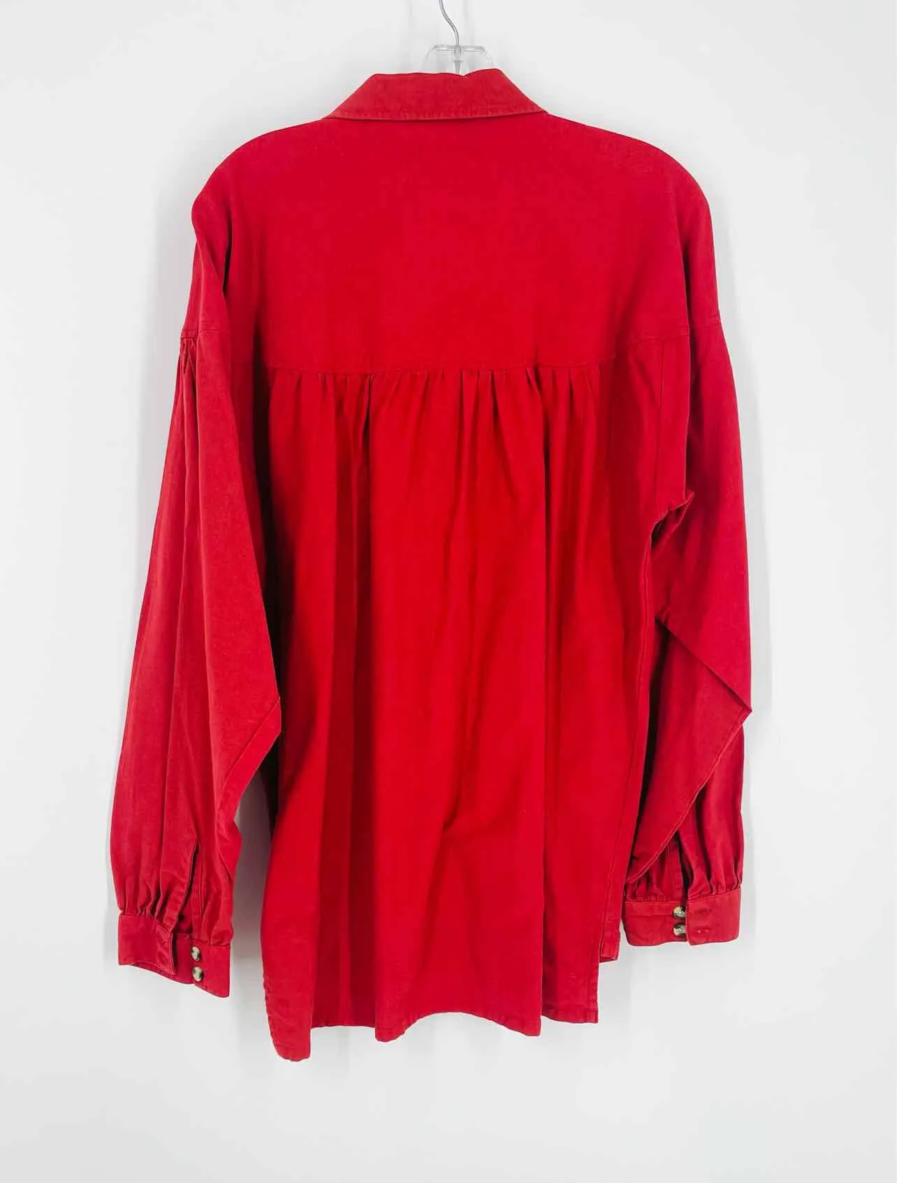 Scully Size L Red Pleated Cotton Blouse Blouse