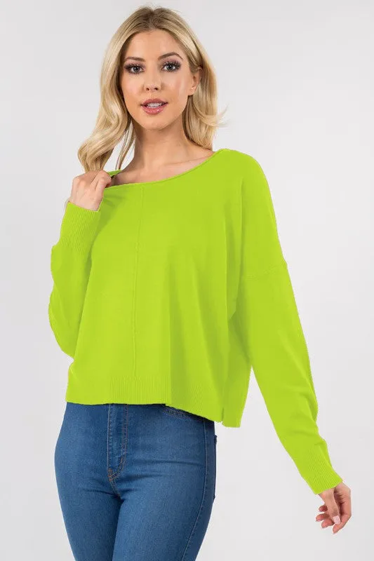 Seam Front Round Neck Pullover