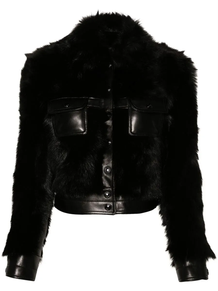 SPREAD-COLLAR SHEARLING JACKET