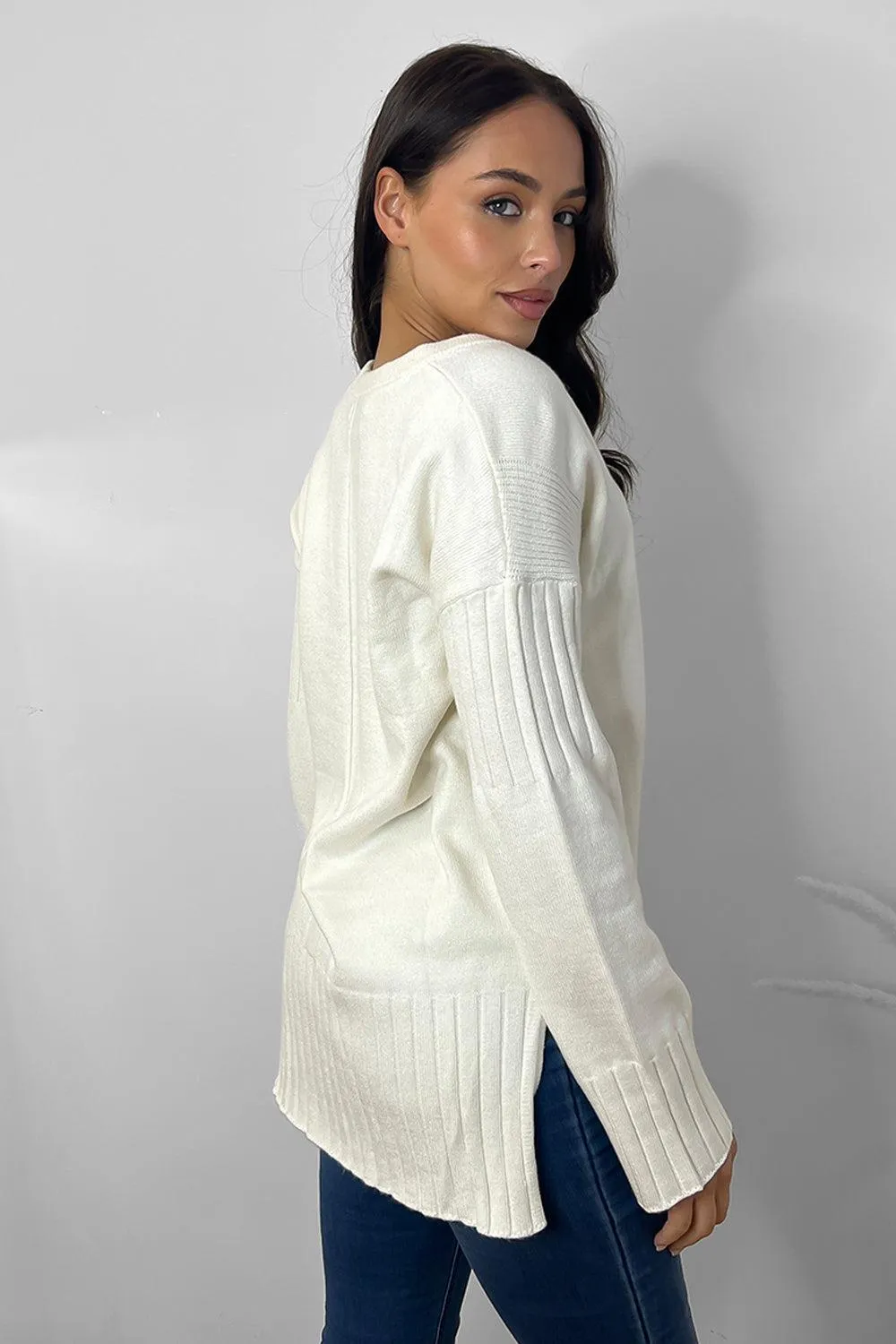 Square Neck Split Sides Pullover