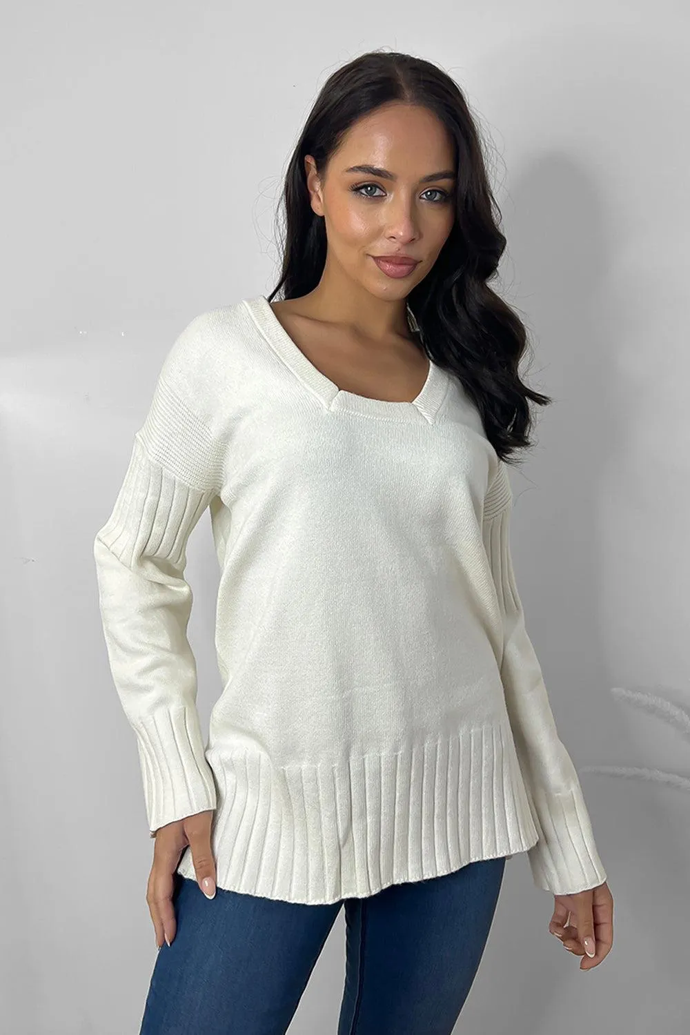 Square Neck Split Sides Pullover