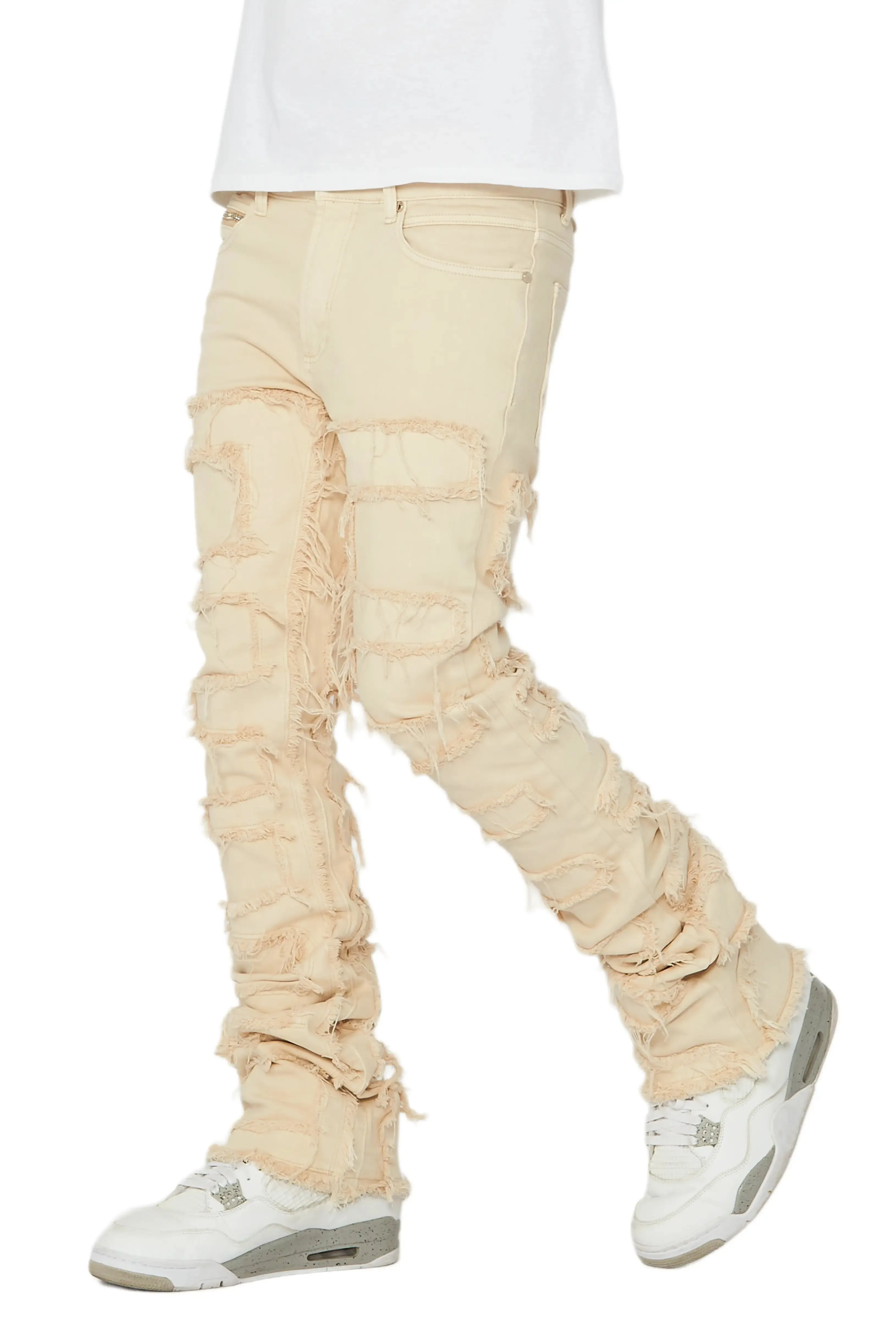 White Shake Stacked Flare Jean